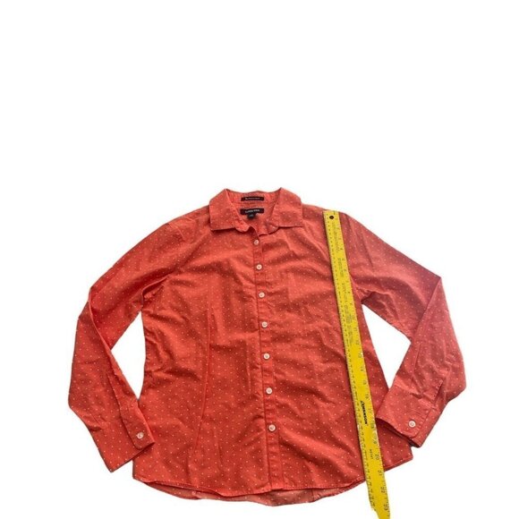 Lands End No Iron Supima Women's Coral Polka Dot Long Sleeve Up Down Shirt 4P - Picture 3 of 7